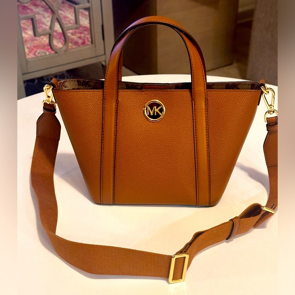 Michael Kors Hadleigh Small Double Handle Tote Bag in Luggage Leather - Picture 2 of 12